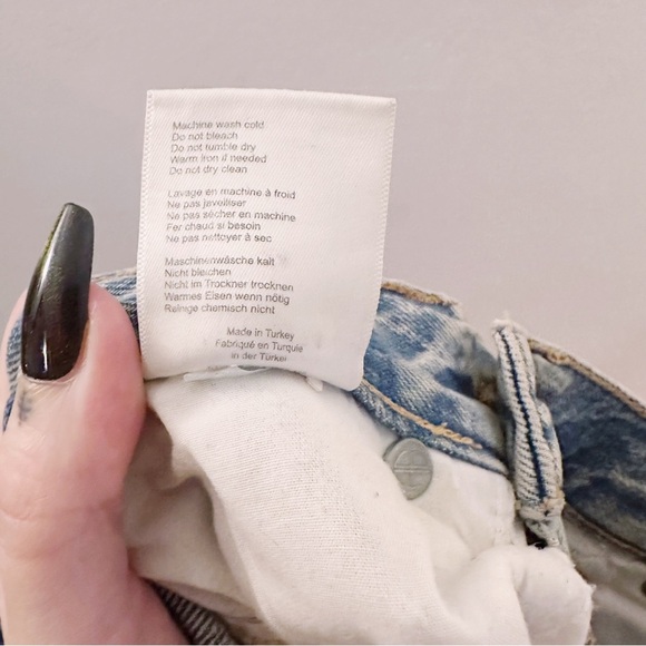 Anine Bing Stone Washed Blue Straight Leg Jeans Denim Cotton - Picture 9 of 9